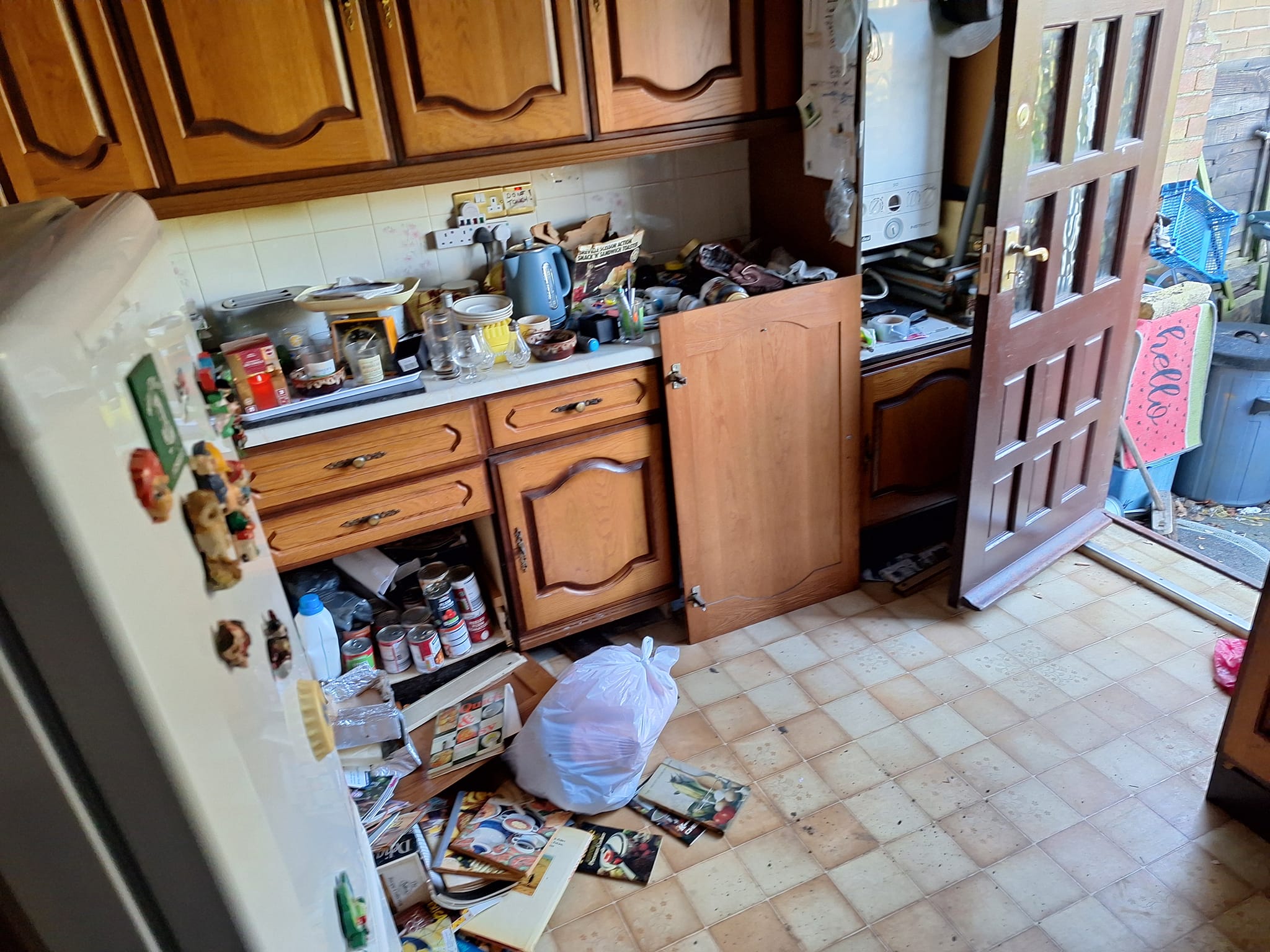 kitchen messed messy before cleaning